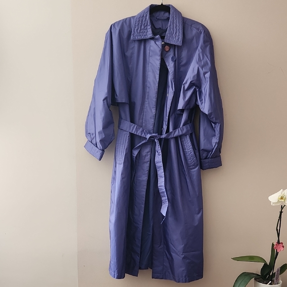 fleet street Jackets & Blazers - New Vintage Fleet Street Periwrinkle Belted Trench Coat Women's Size 12